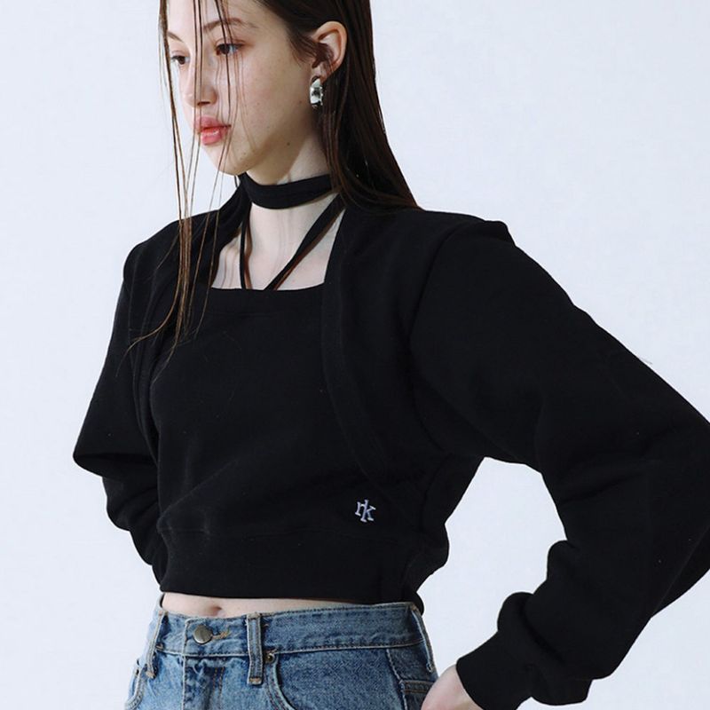 NOTKNOWING(ノットノーイング)の「Bolero Layered Sweat_Black()」