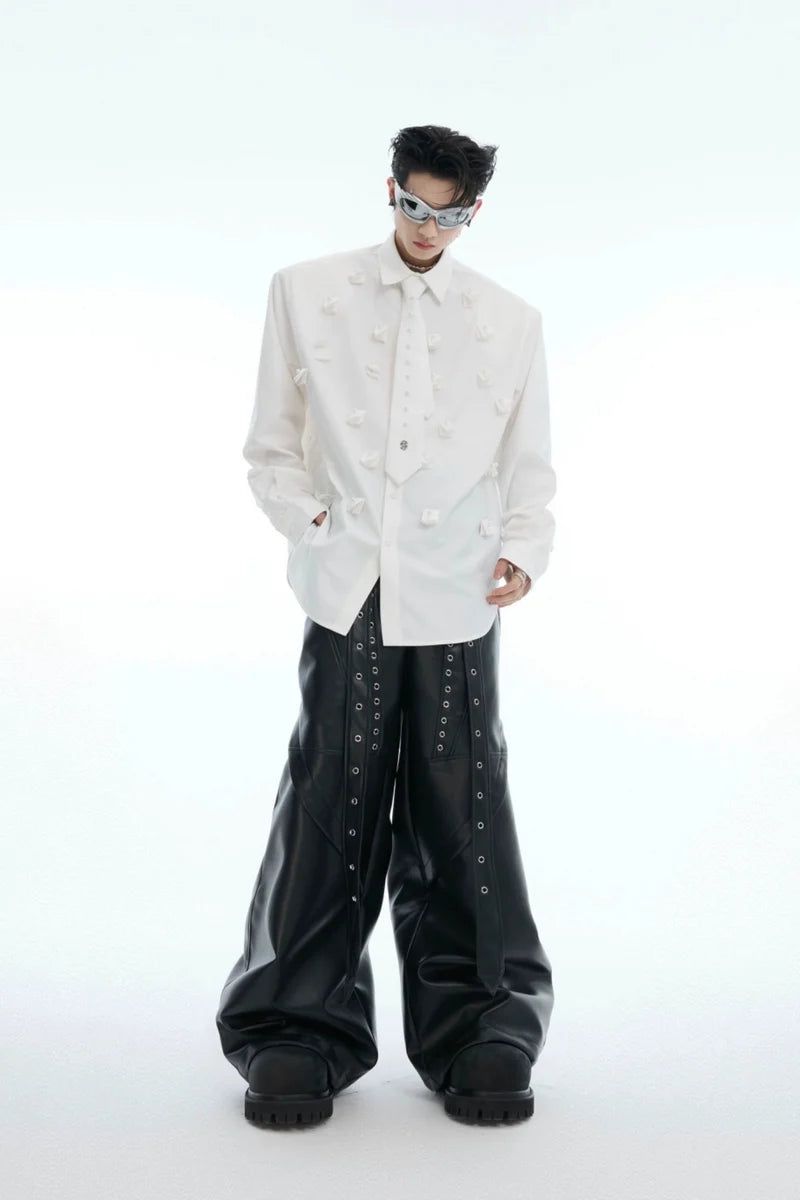 Pearl Accent Tie Detail Shirt