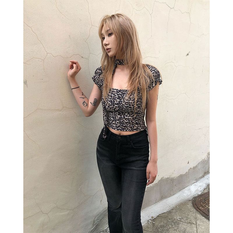 Saka Leopard T Set [scarf set]