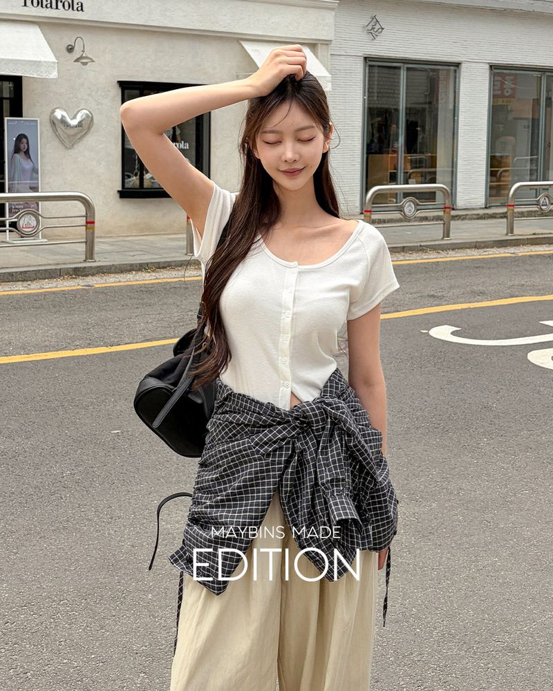 MAYBINS（メイビンス）の「[MADE] Oen button T‑shirt（Tops）」