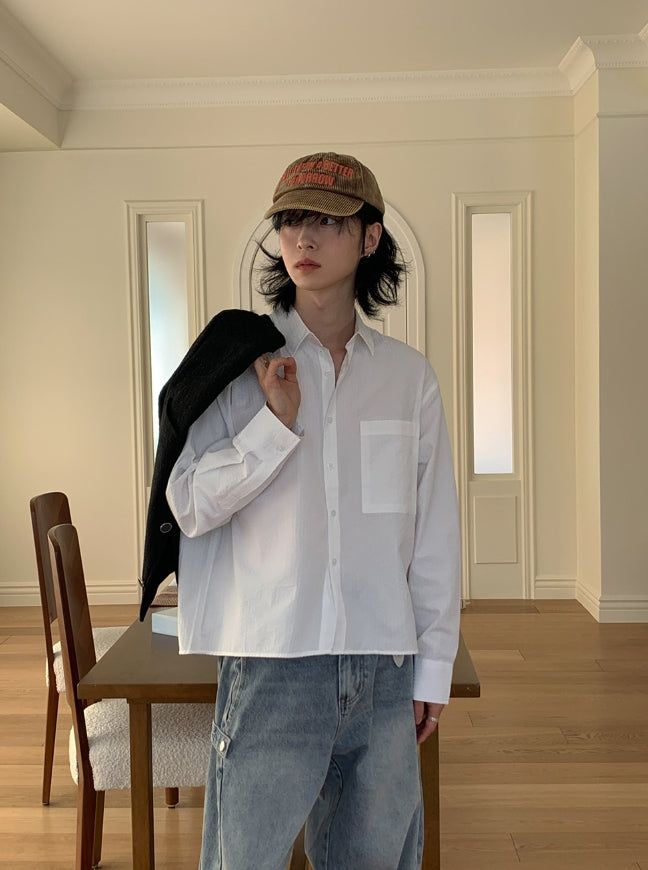 Drawing Stripe Crop Shirt