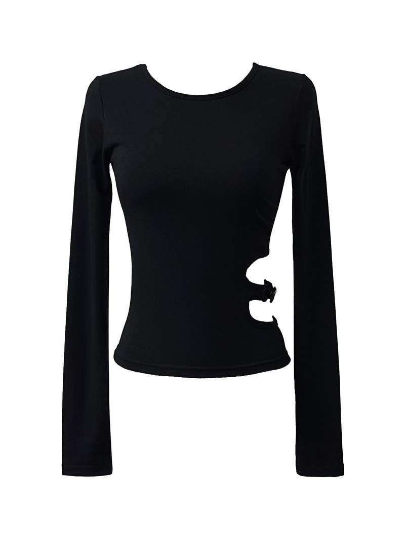 slim buckle hole slit T (2color)