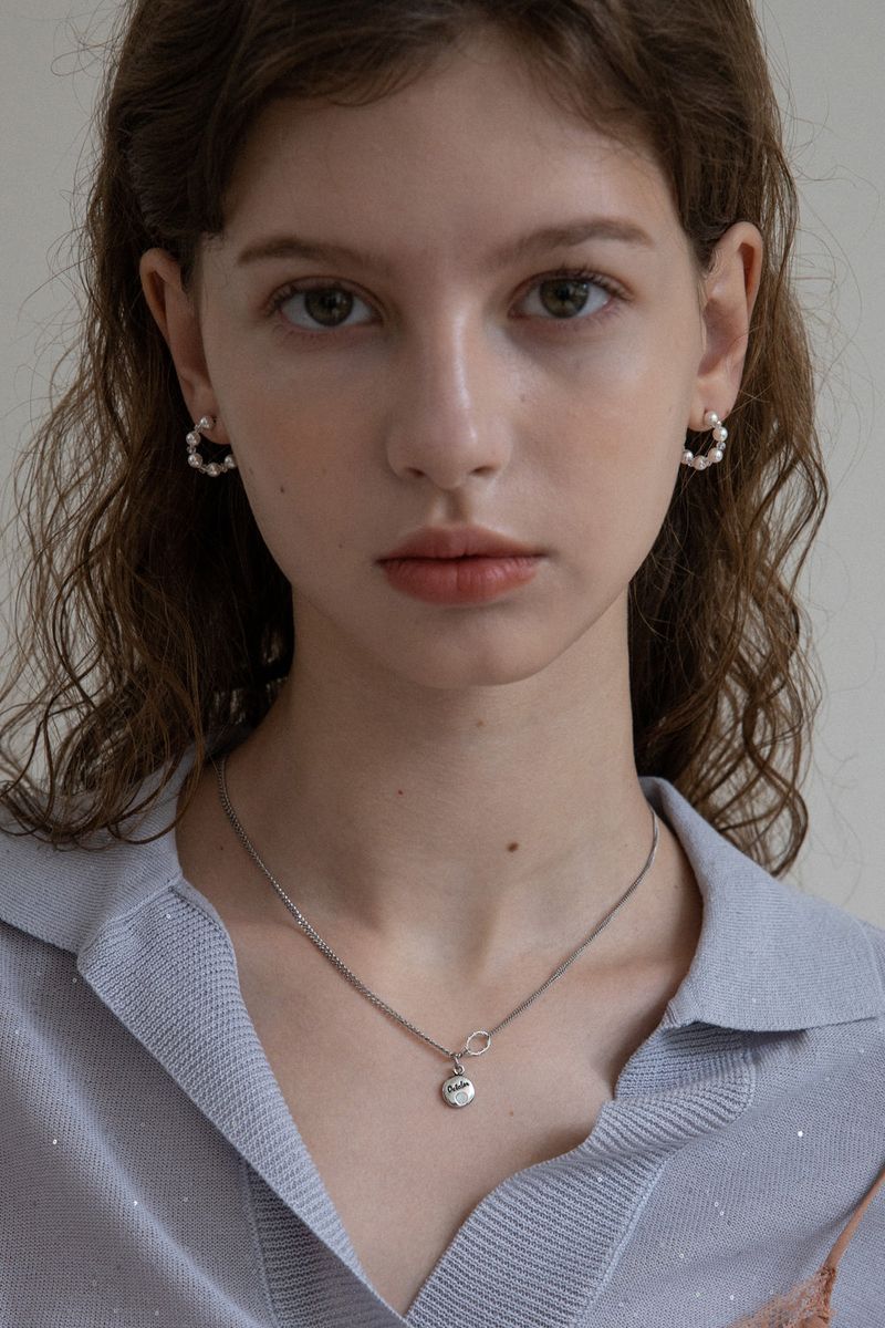 White pearl and crystal mini hoop earring