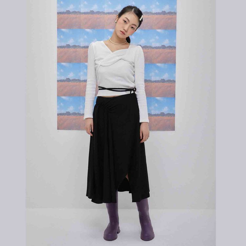 Claire shirring long skirt