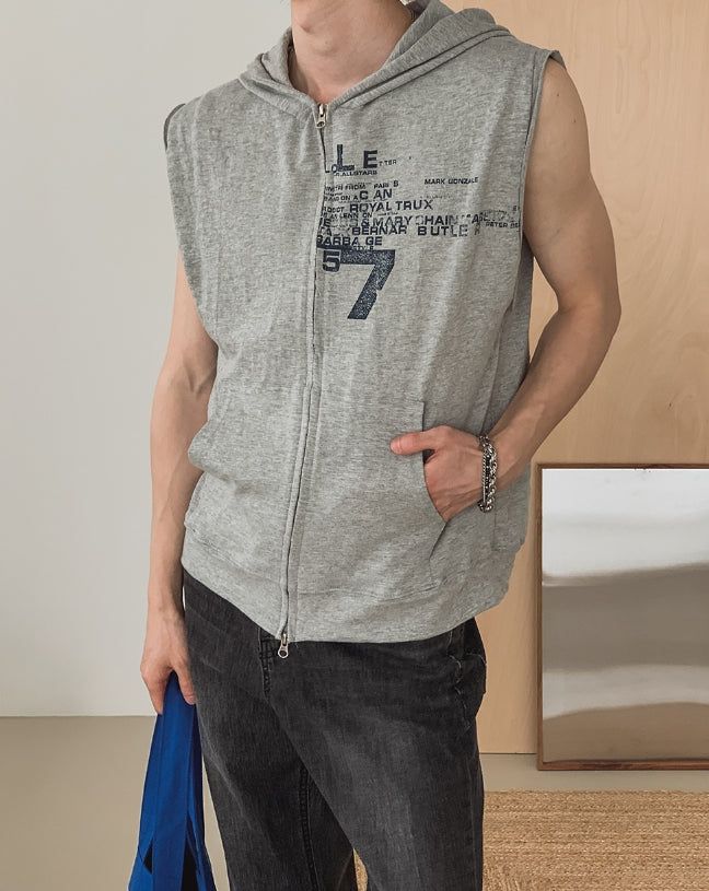 Seventh Lettering Hooded Zip-Up Vest