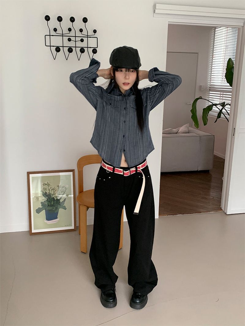 STUD FLAP COTTON JEANS