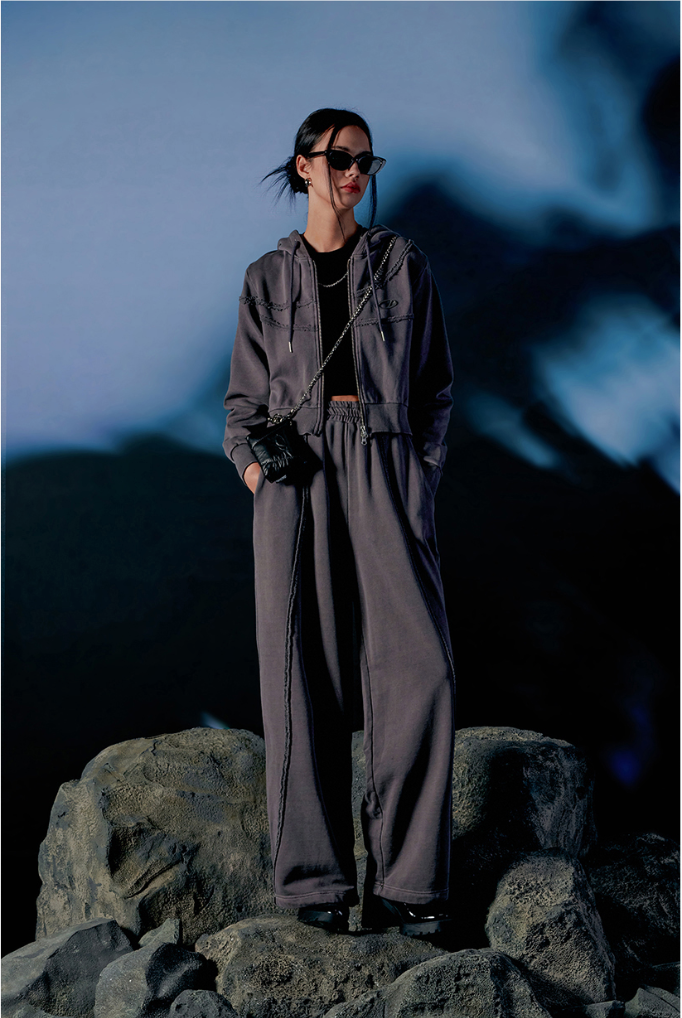Pigment Cut-Off String Wide Pants