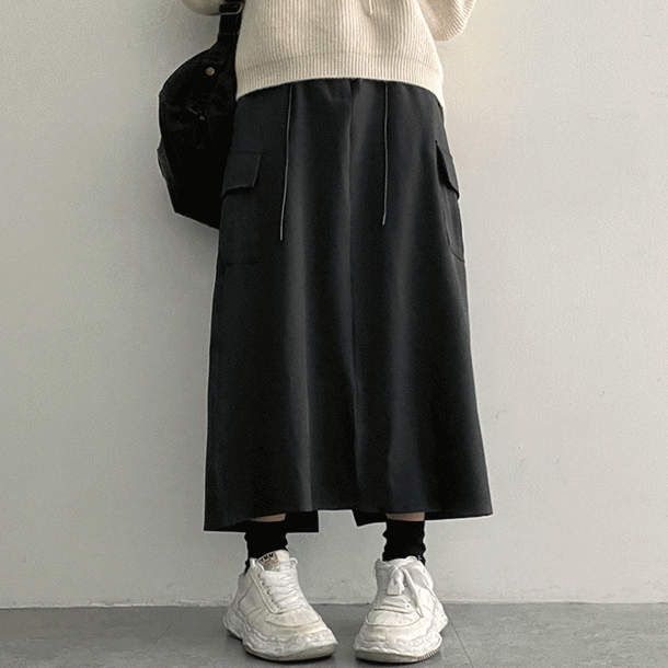 hijjoo（ハイチュー）の「Chelty Banded Waist String Cargo Long Skirt（Skirts）」