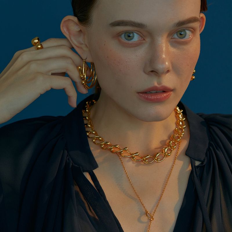 Tear Drop Chian Necklace_Gold