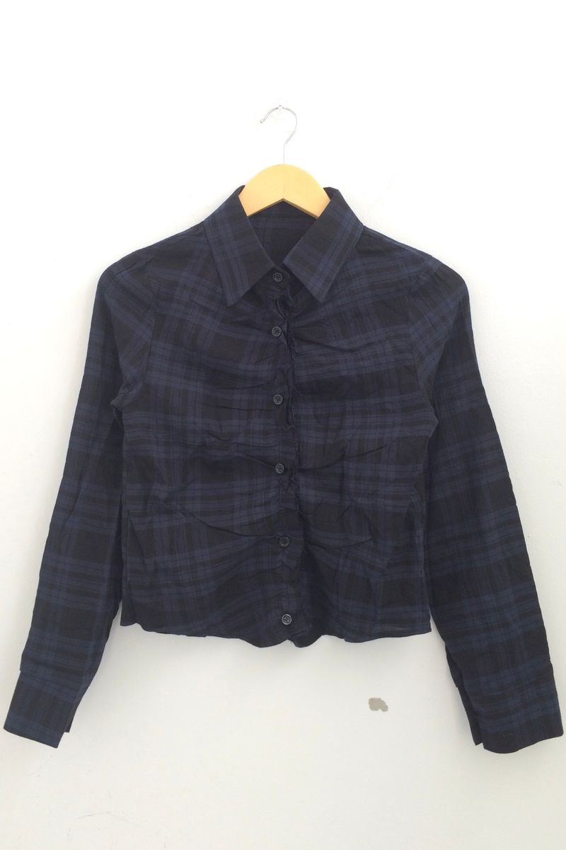 ruffle frill checkered short shirt