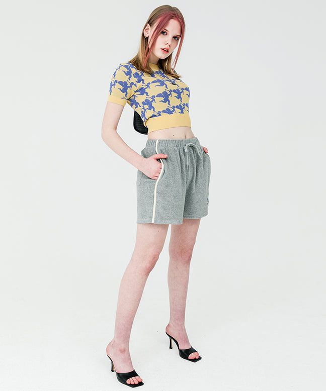 EMBROIDERY TOWEL HALF PANTS