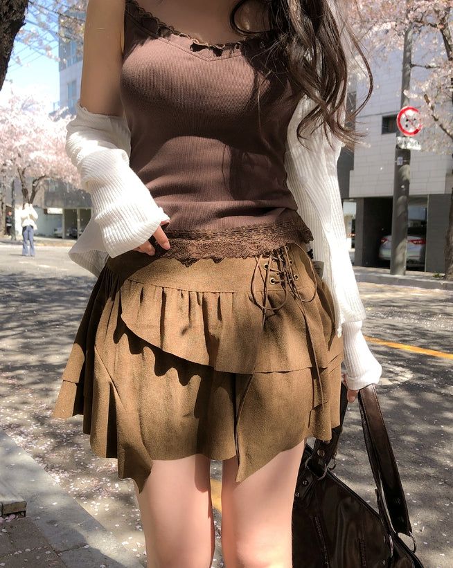 Hippie Layer Corset Suede Skirt