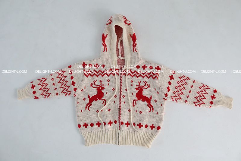 Rudolph nose-drawn snowflake knit zip-up jacket