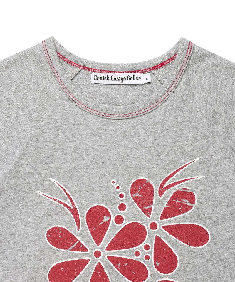 VINTAGE FLOWER RAGLAN SS TEE GREY(CV2GMFT510A)