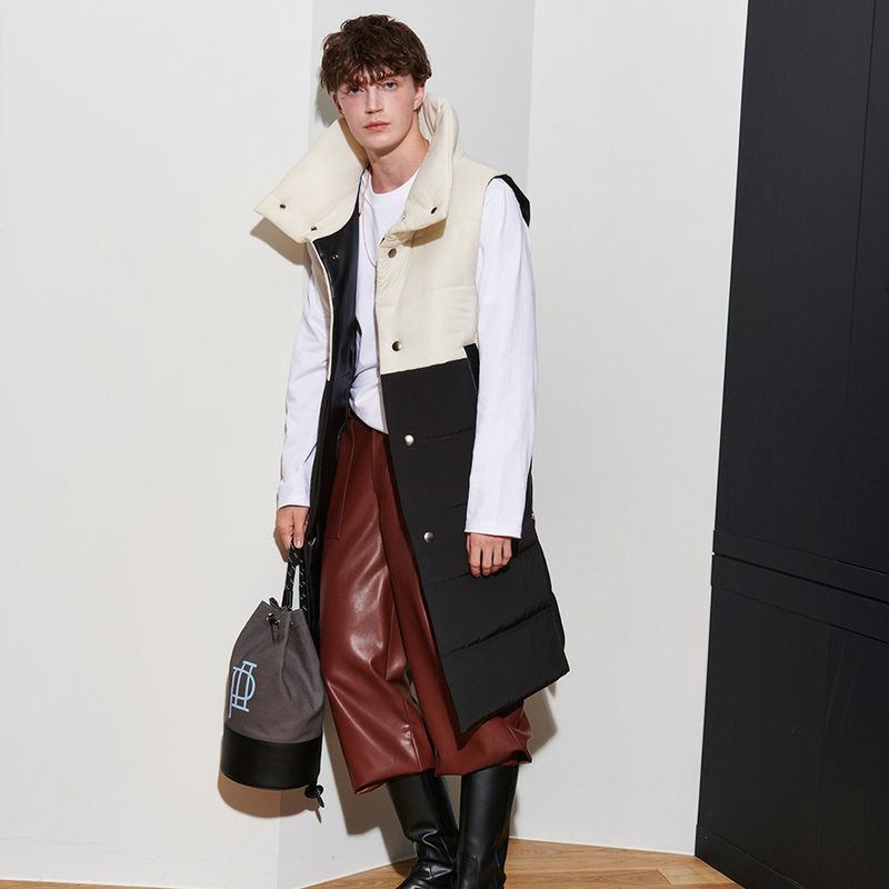  [UNISEX] JUN PADDING VEST, IVORY + BLACK