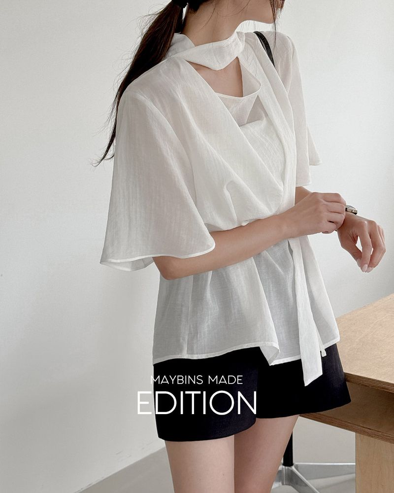 MADE. Reviz tie blouse