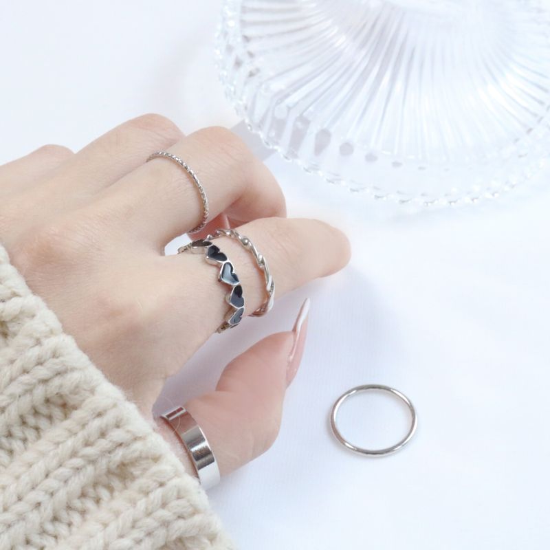 Swan Heart Layered Ring Set
