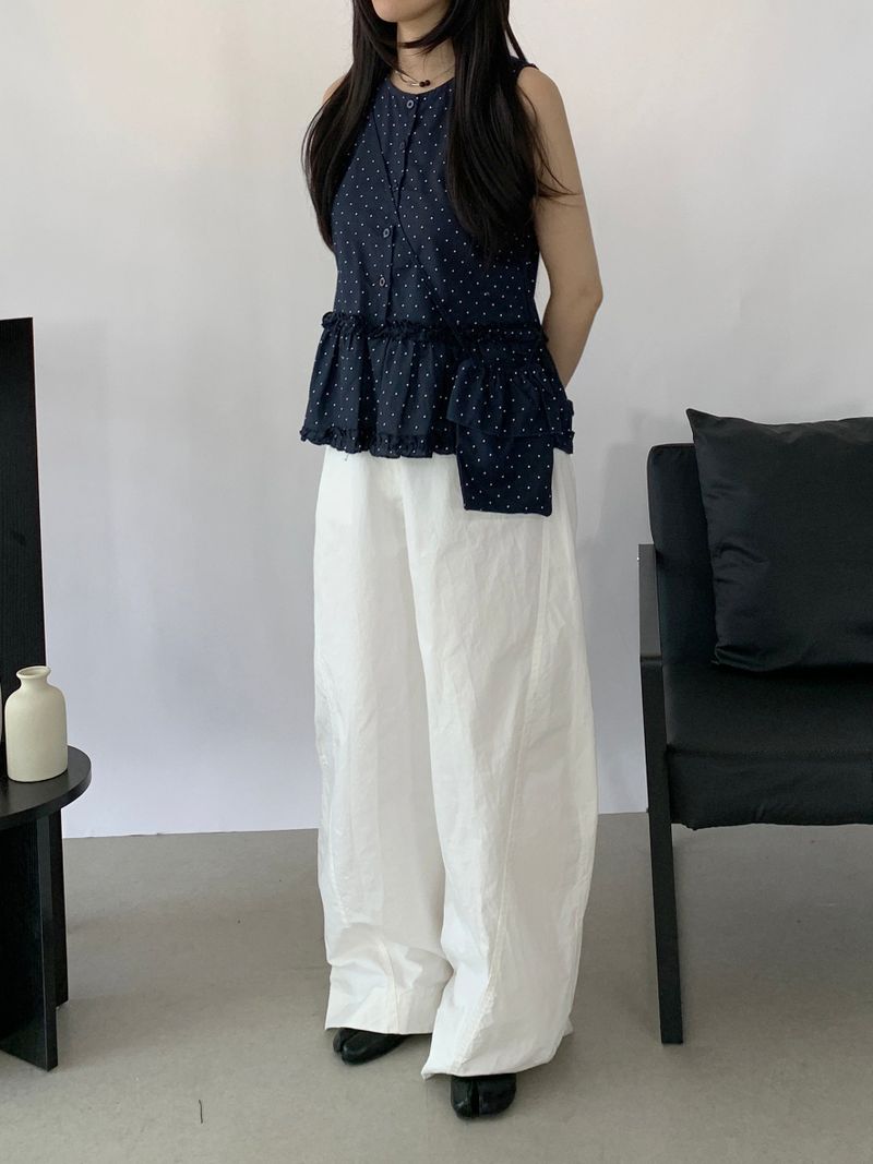 David Dot Frill Blouse Pouch Set