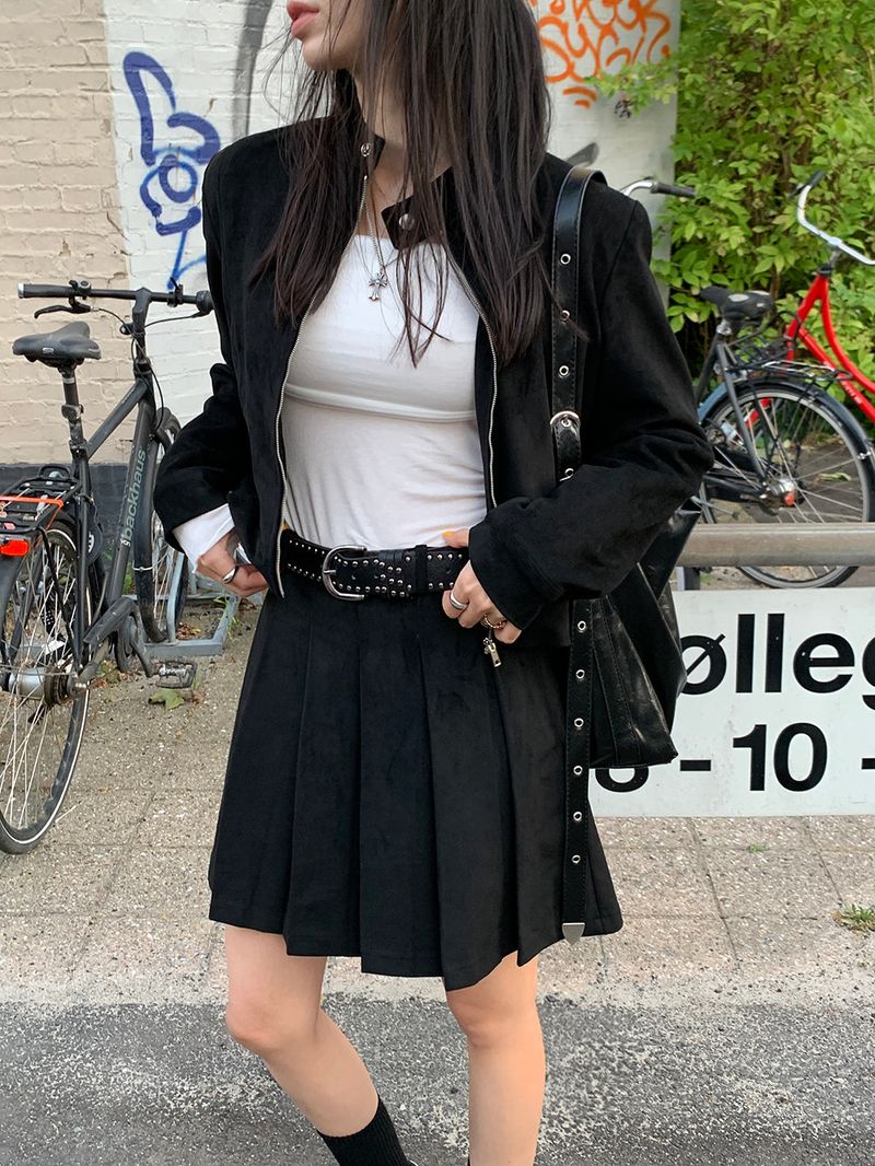 [MADE] rump suede pintuck mini skirt