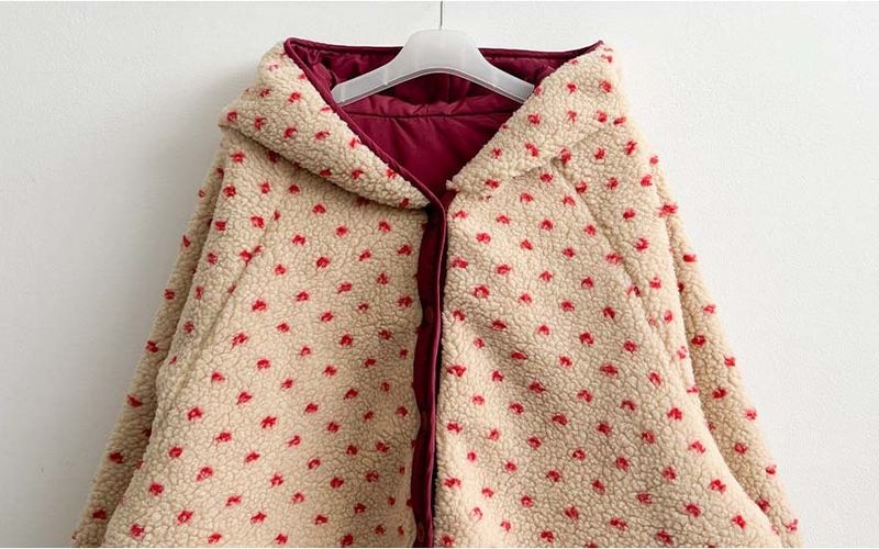 [Double-sided/Reversible*] PN Heart Pattern Fleece Hooded Jumper