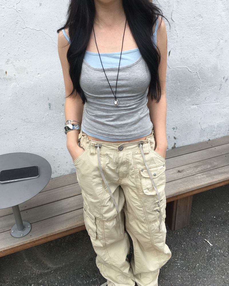 (2way) Vintage cargo string pants