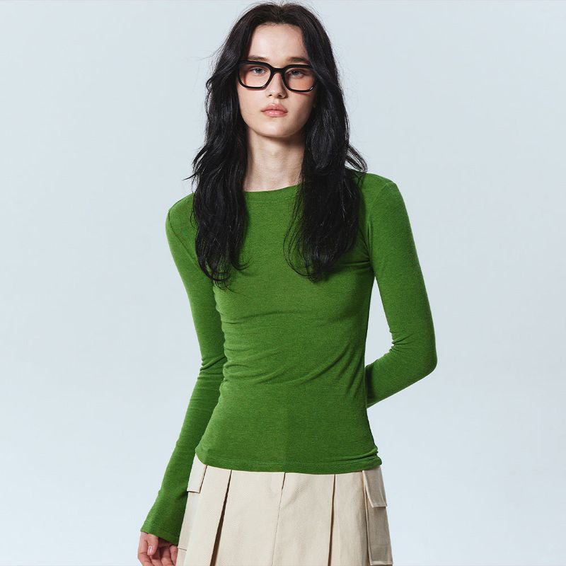 MINIMAL ROUND SLEEVE TOP_IVORY