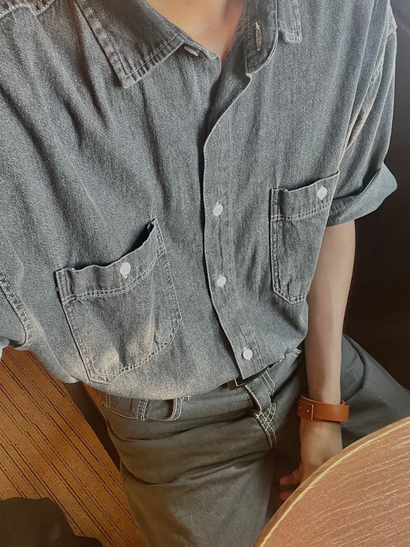 Roll up denim shirts