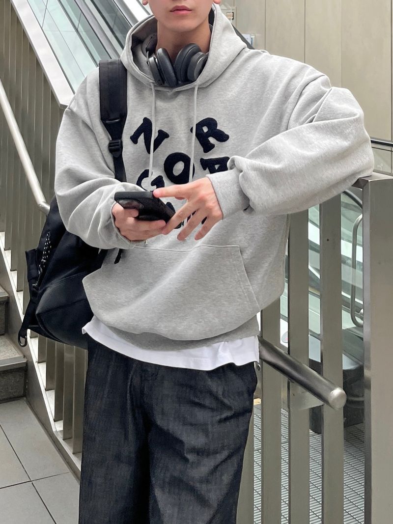 Alphabet embroidered Hooded