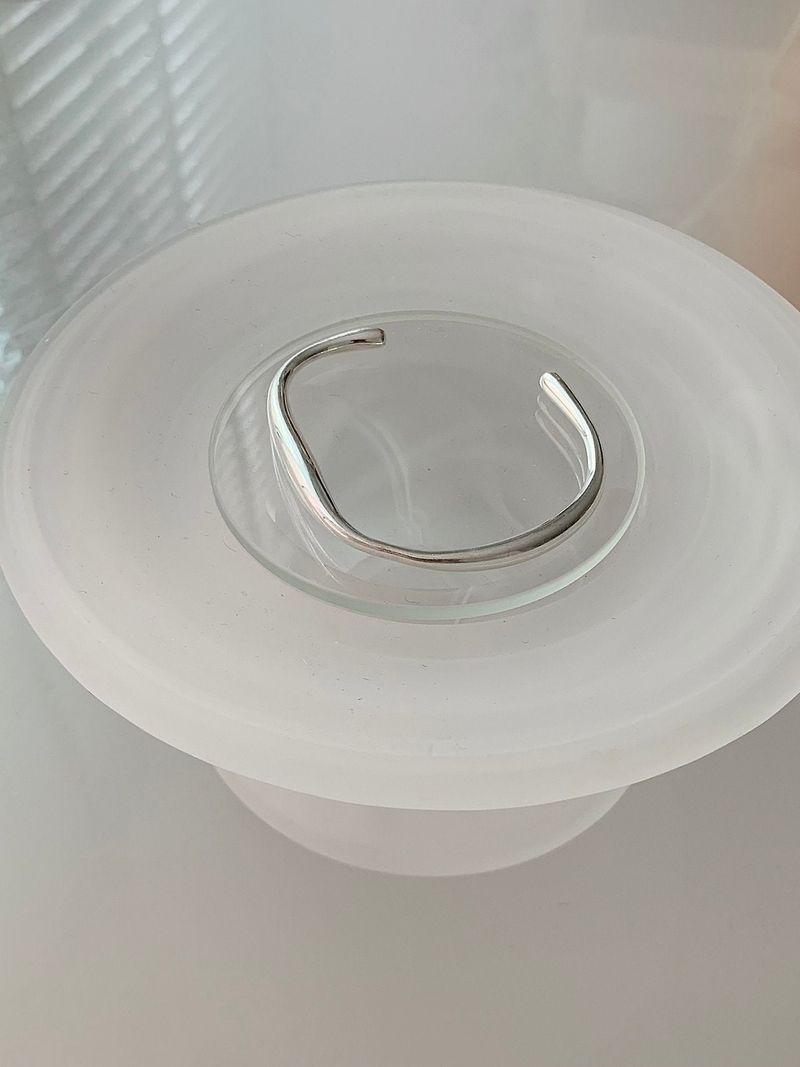 Silver wave open bangle