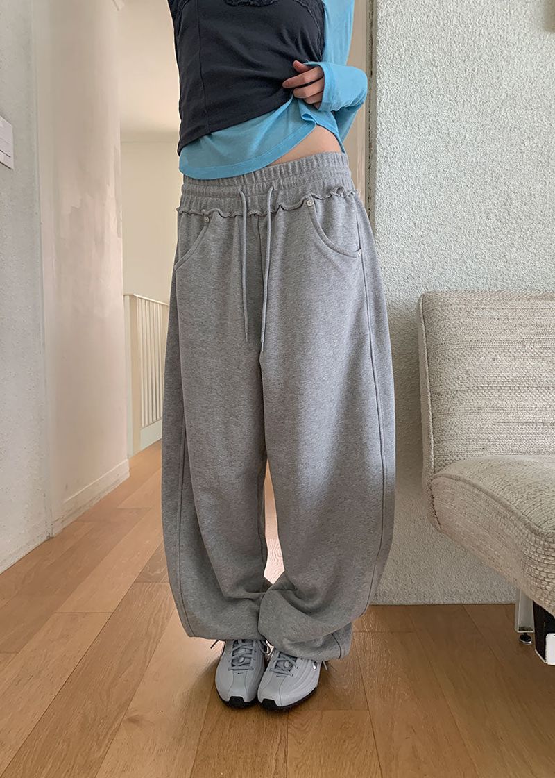 EYELET WIDE JOGGER PANTS (4color)
