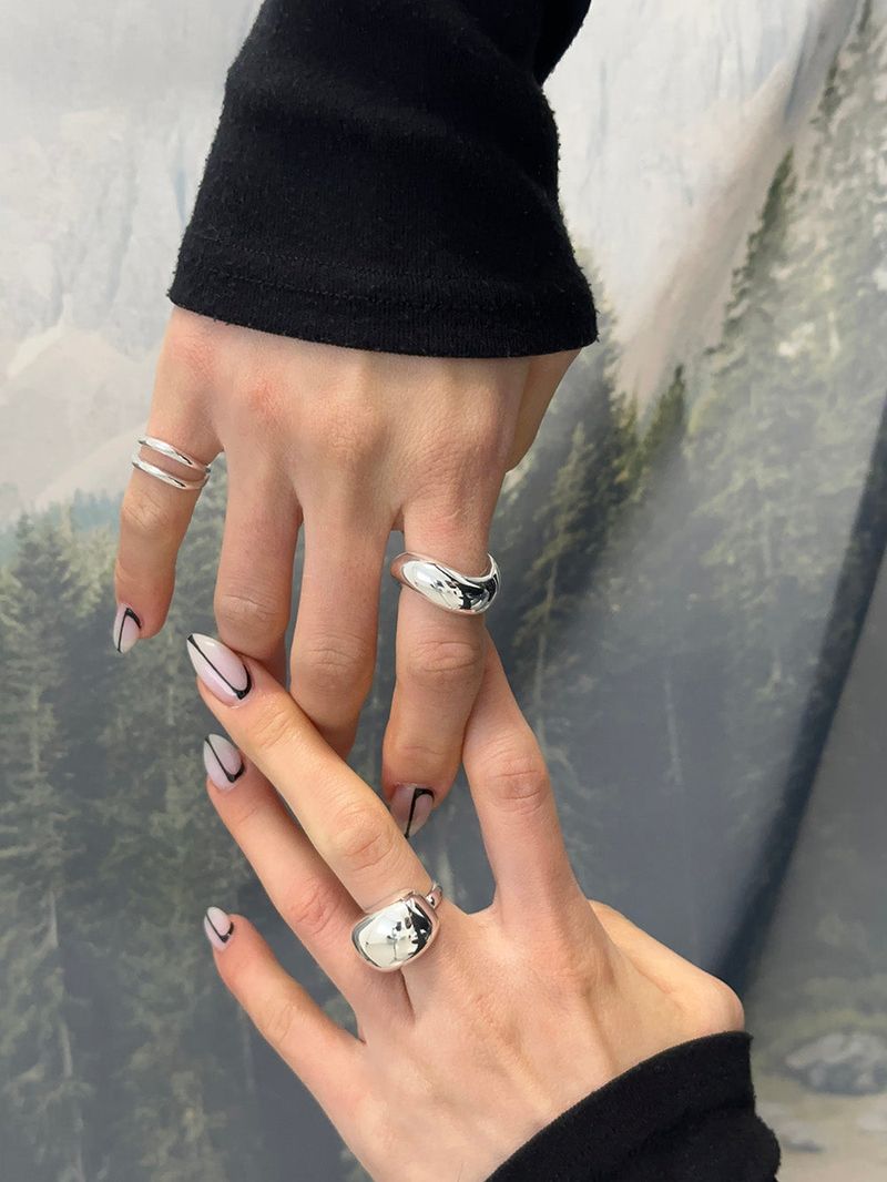 [925silver] Frame thin layer ring