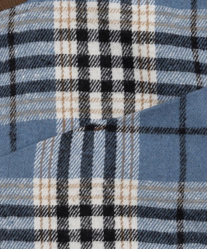 Plaid Check Flannel Zip-Up Jacket _ SKY BLUE