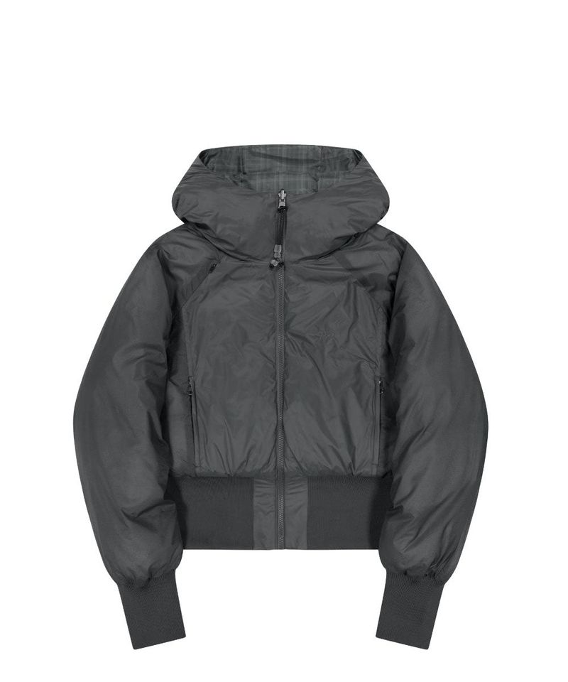 Reversible Check Padded Jacket / Charcoal