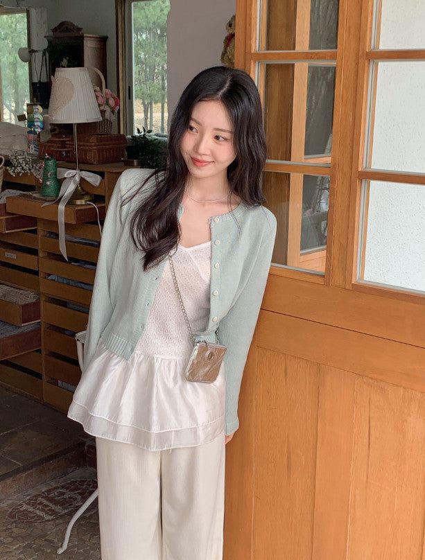 Basic Cotton100 Round Knit Cardigan (7color)