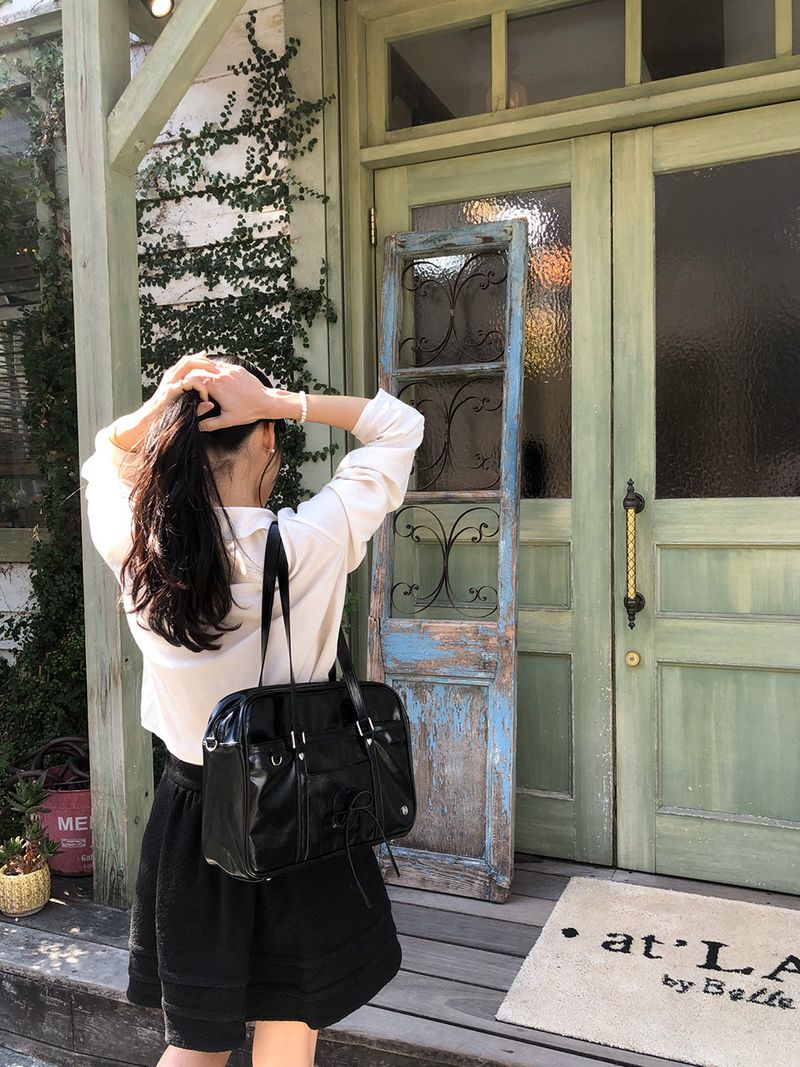 Classic ribbon school bag_black