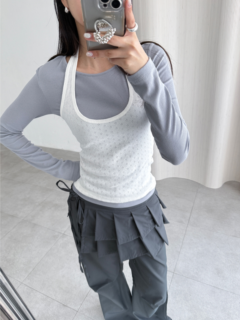 pleated wrap skirt pants (2color)