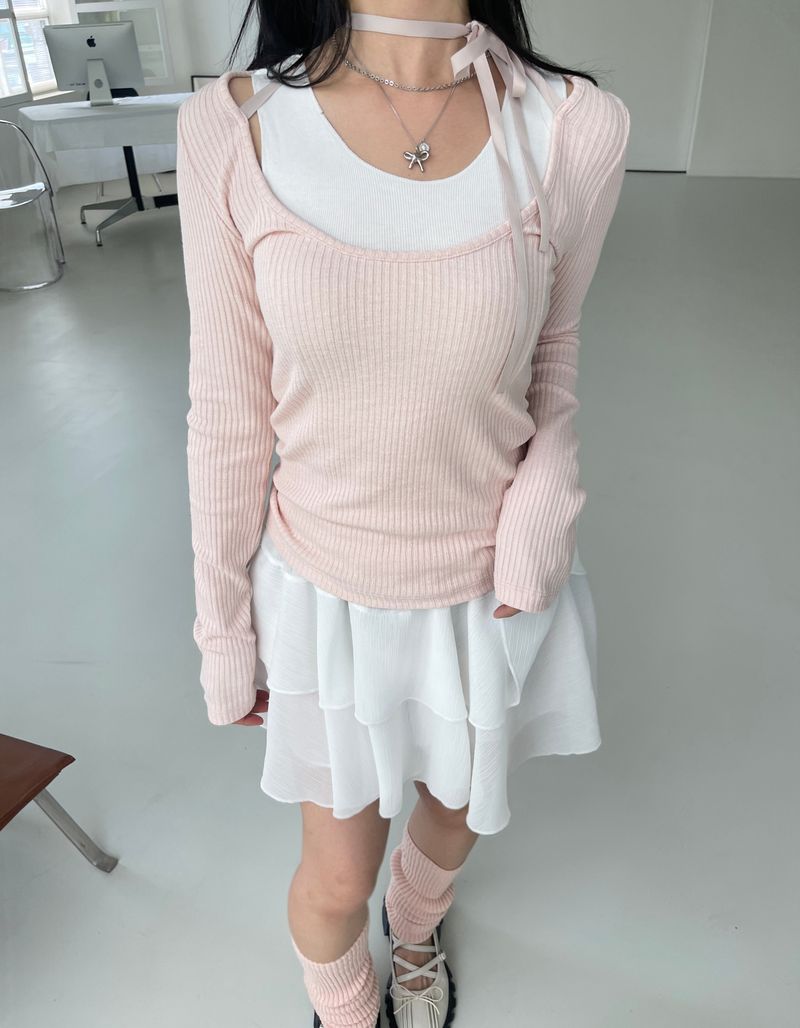 layered ribbed sleeveless