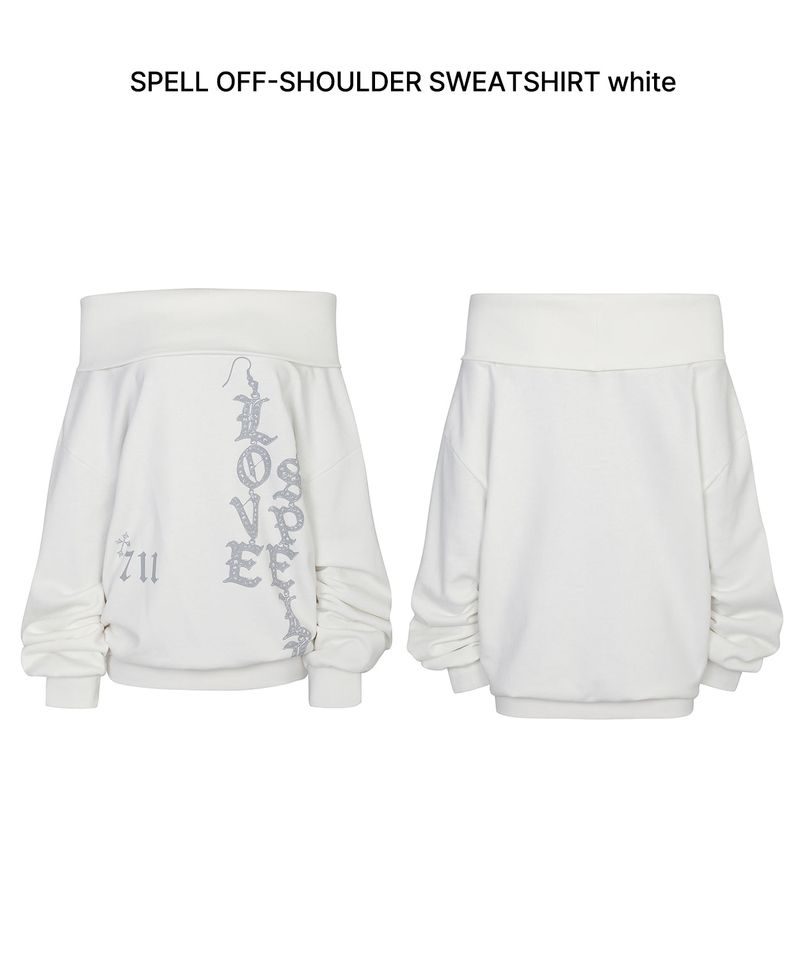 SPELL OFF-SHOULDER SWEATSHIRT white