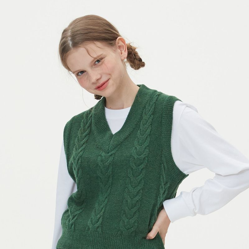 CABLE KNIT VEST_GREEN