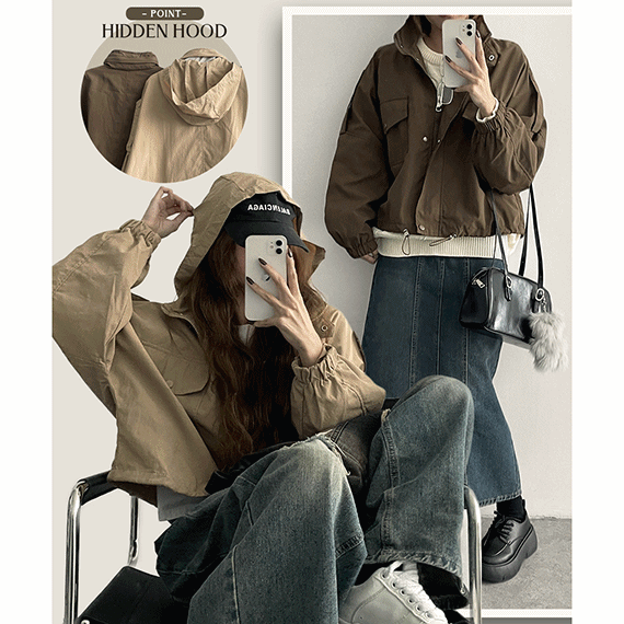 hijjoo(ハイチュー)の「Epee Semi-crop vintage hooded jumper(Jackets/Outerwear)」