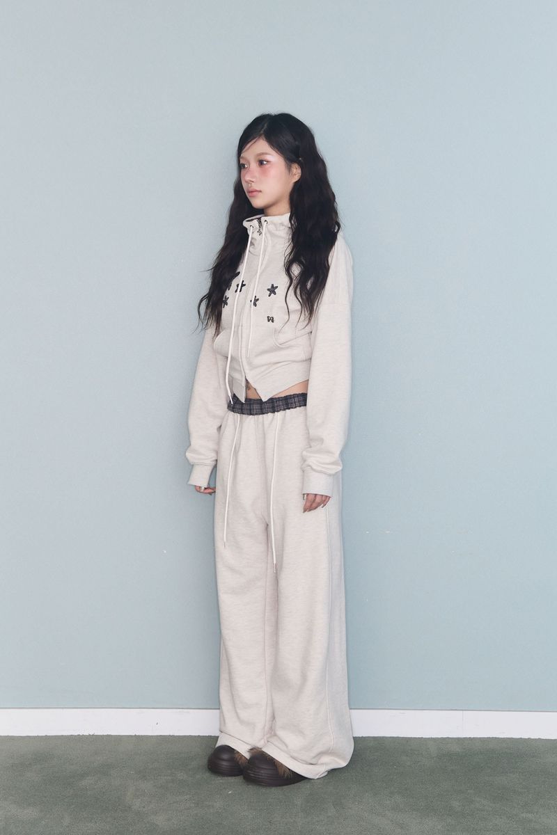 CONTRAST PATCH ZIP-UP OATMEAL