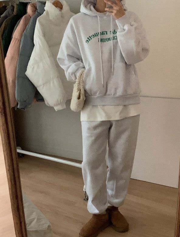 Daily Lettering Hoodie + Jogger Pants Set (3color)