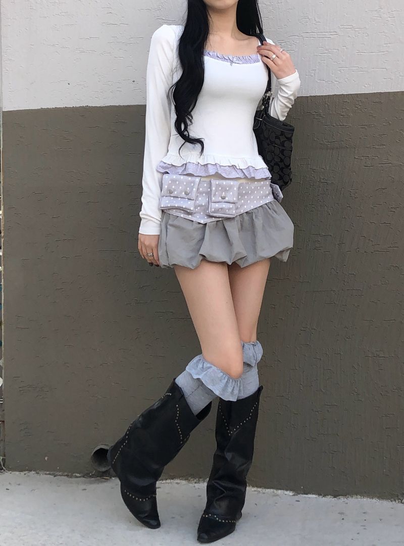 Rive Dot Frill Square Top