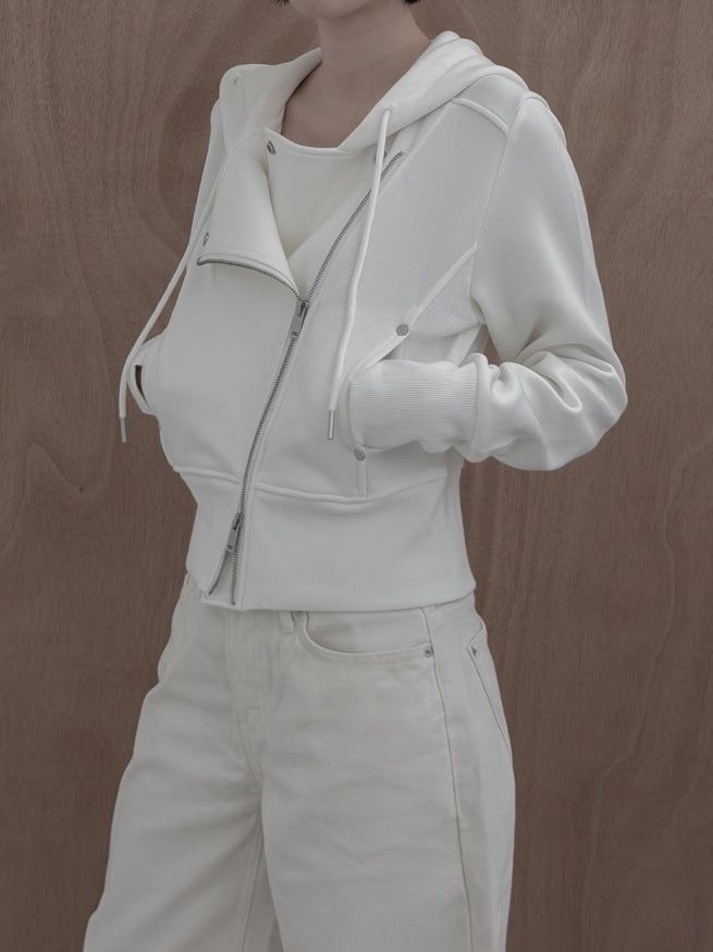 Moel Ribbed Rider Hood Zip-Up