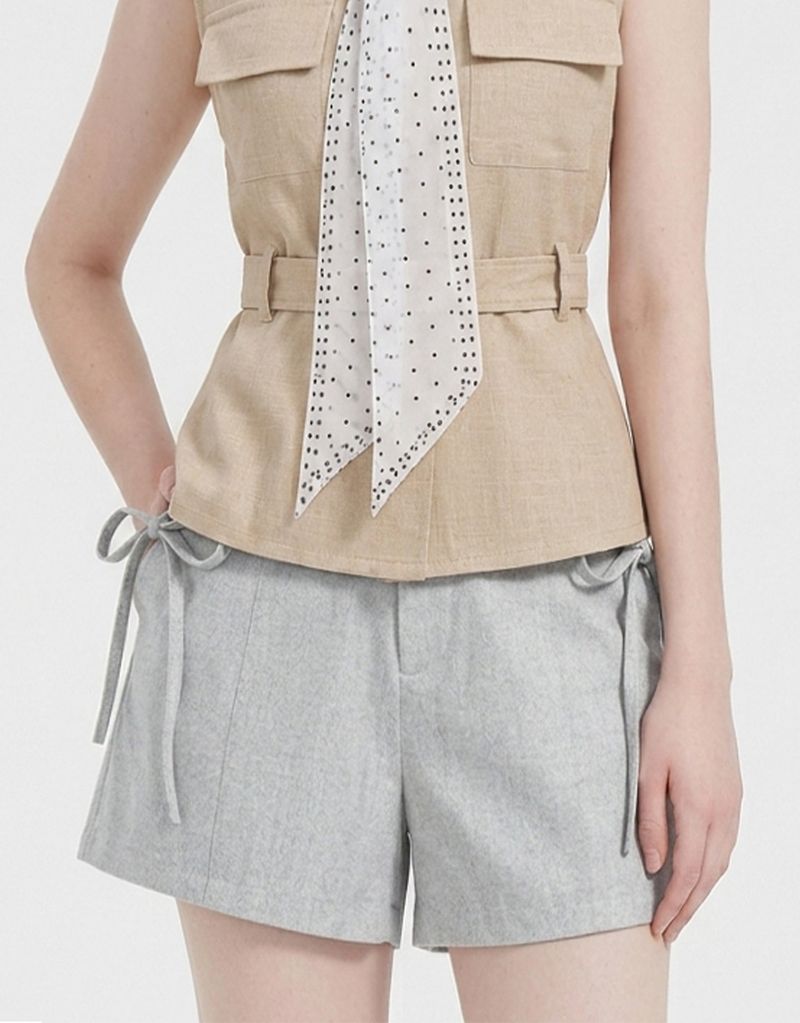 TWEEDY-A（ツウィーディア）の「リボンリネンサマーショーツ Light Grey（パンツ）」