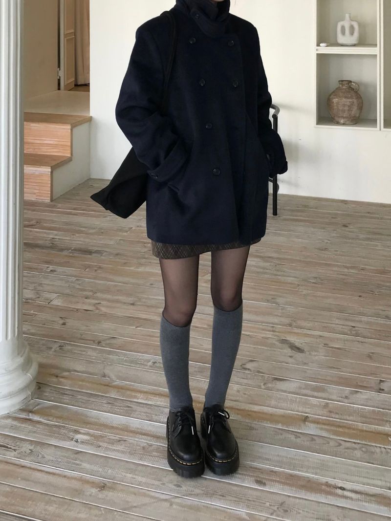 High-neck double coat (2 colors)