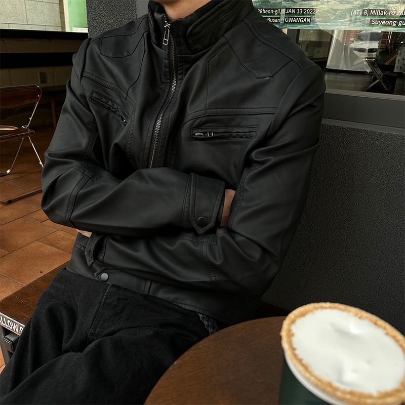 [PROMOTION] Leather zipper biker jacket(2color)