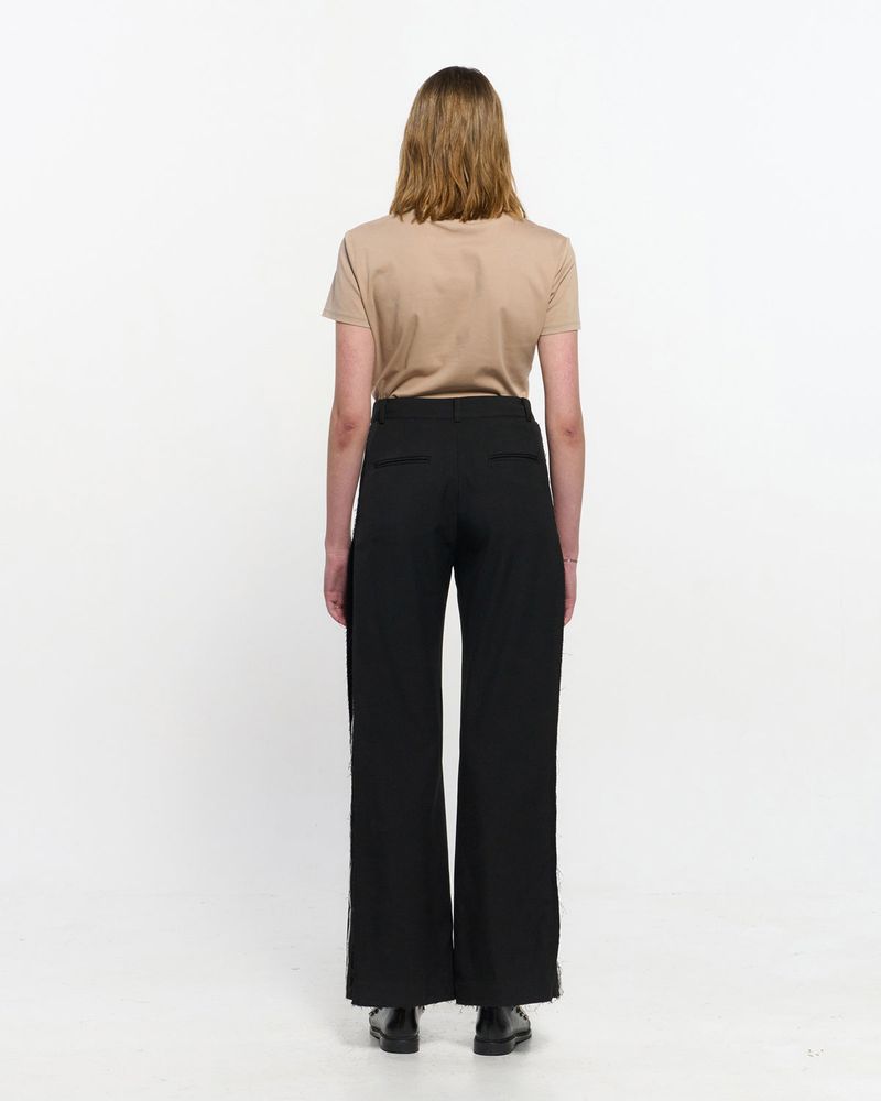 Pleated Logo-Tape Trousers _ BLACK