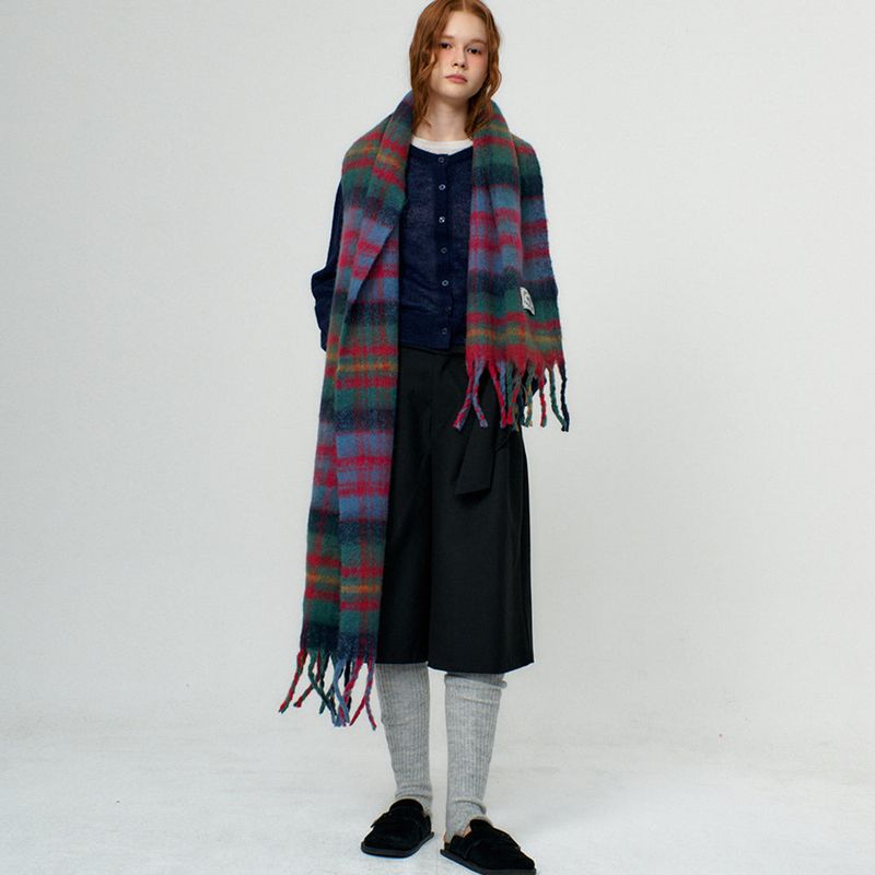 Soft Brushed Check Muffler_Green