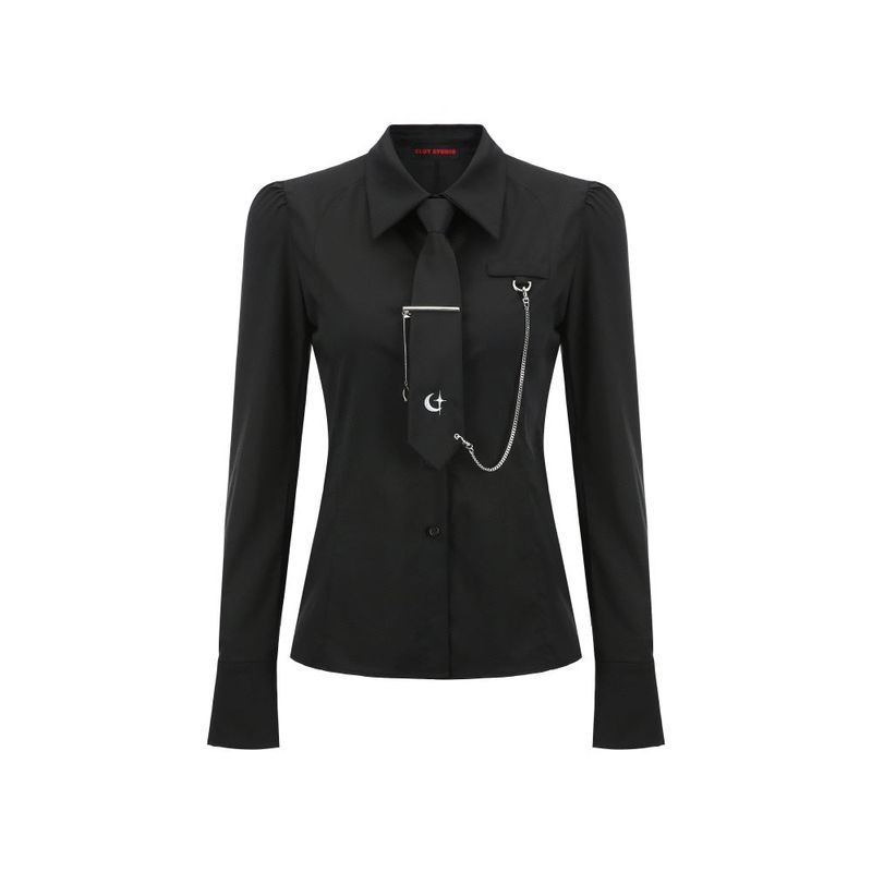 0 1 necktie chain shirt - BLACK